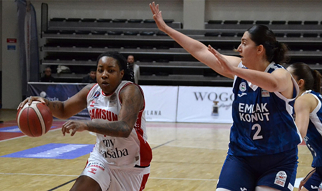Samsun Basketbol potada Emlak Konut'u 80-70'lik skorla yendi