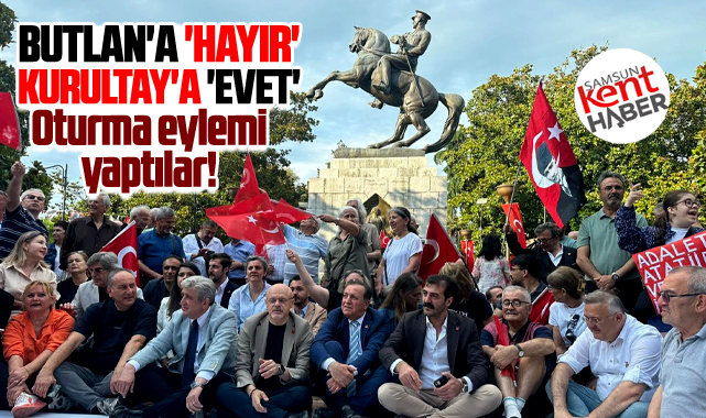 Samsun'da CHP'deki mutlak butlana karşı Atatürk Anıtında oturma eylemi yapıldı