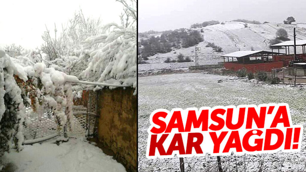 Samsun'un Ladik ilçesi kar yağışı ile beyaza büründü