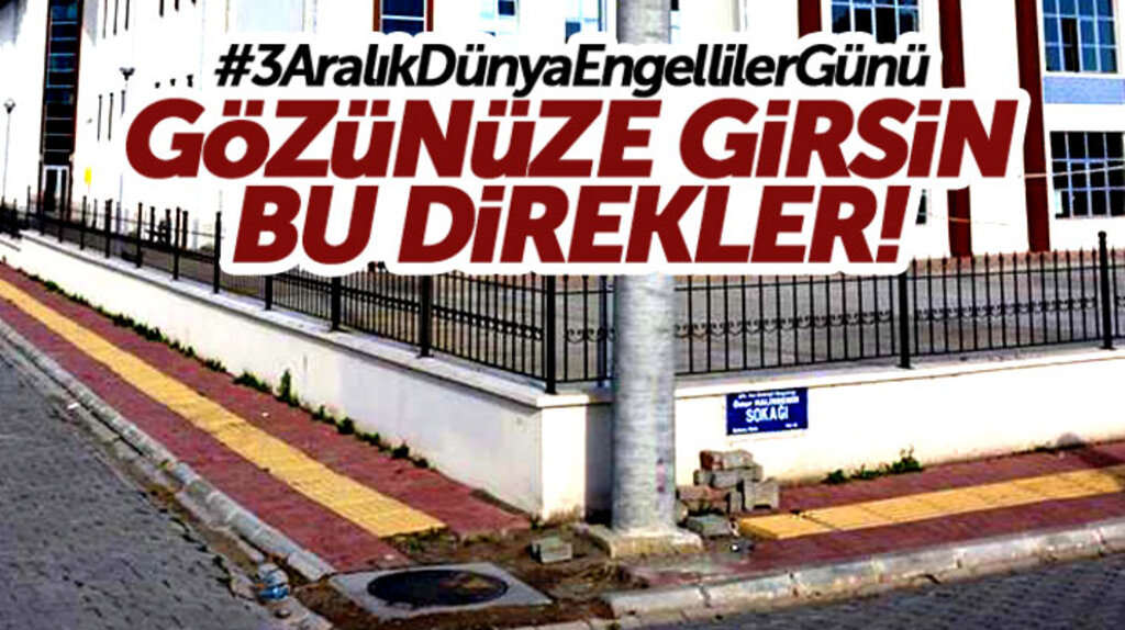 Samsun'da engelli yollarına konulan elektrik direkleri tepki çekiyor