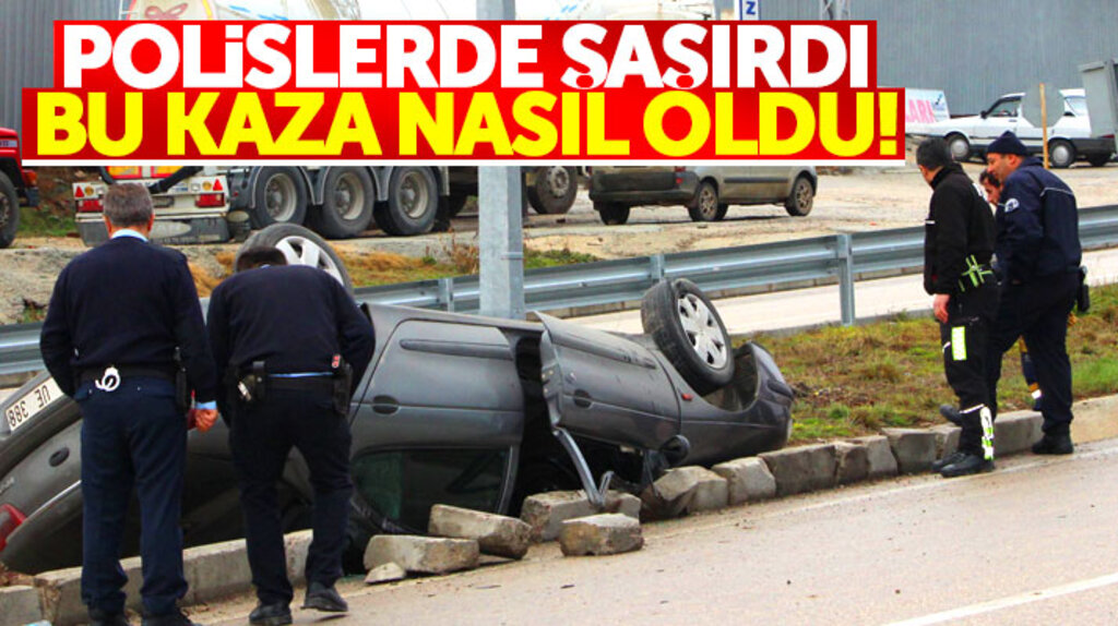 Samsun Havza'da otomobil kanala uçarak ters döndü
