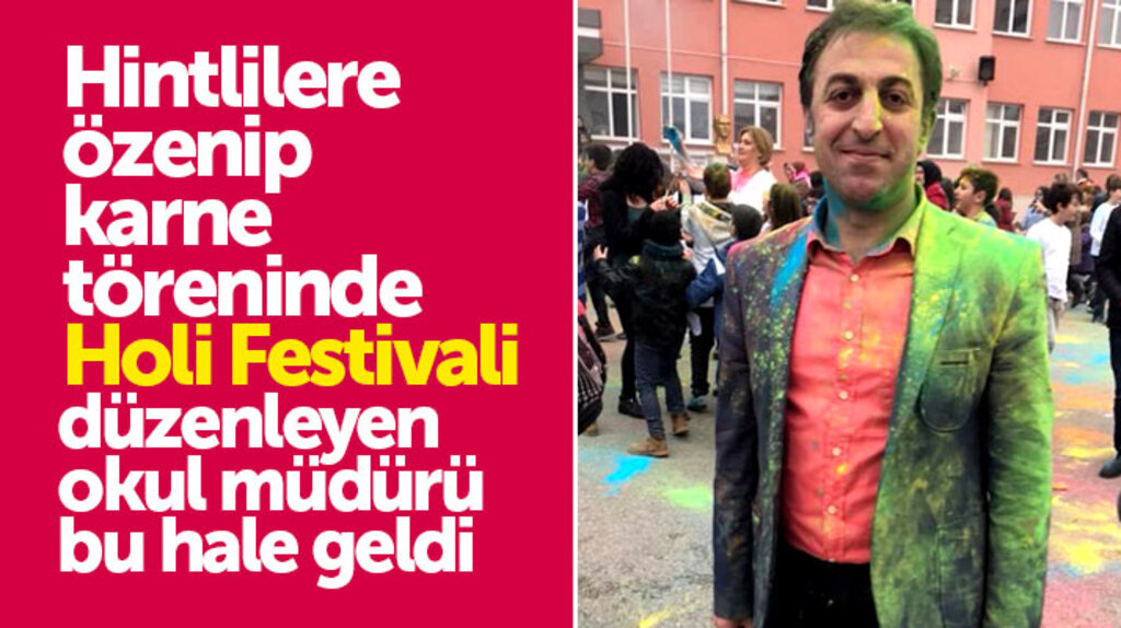 Samsun'da Baruthane Ortaokulunda karne töreni sonrası Holi Festivali düzenlendi
