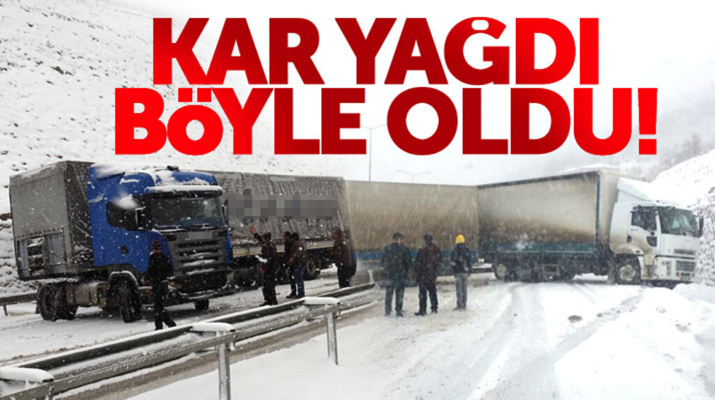 Samsun-Ankara kara yolunda kar yağışı nedeni ile TIR'lar kaydı trafik kilitlendi