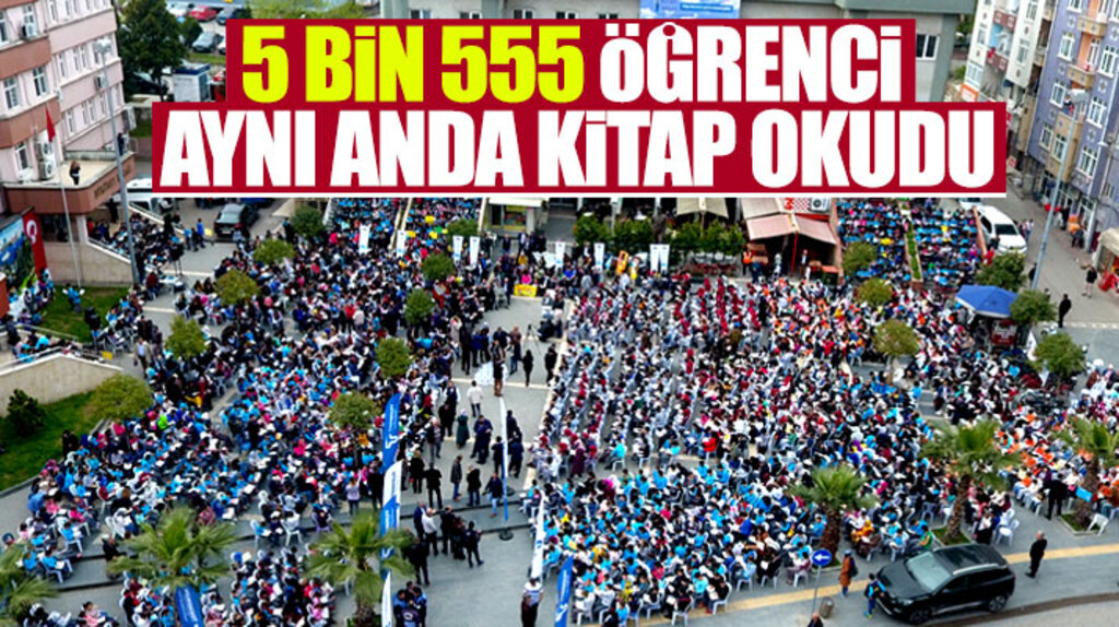 Samsun'un Tekkeköy ilçesinde 5 bin 555 öğrenci aynı anda kitap okudu