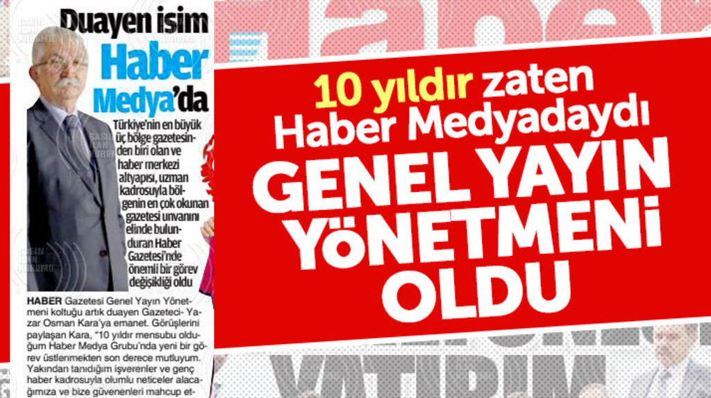 Samsun'da Haber Gazetesinin Genel Yayın Yönetmenliğine Osman Kara getirildi