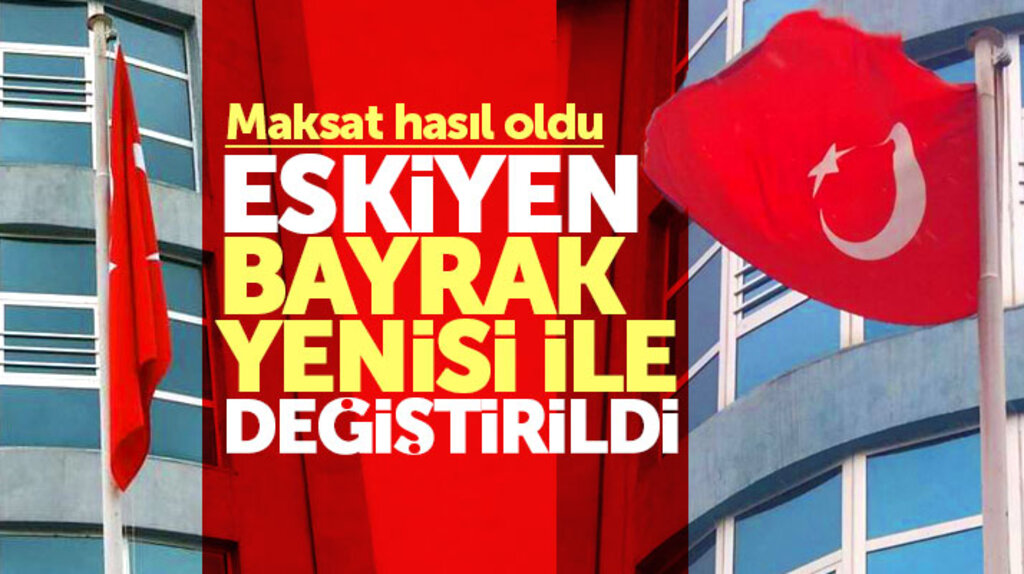 Samsun Kent Haber uyardı yıpranmış bayrağın yerine yenisi göndere çekildi
