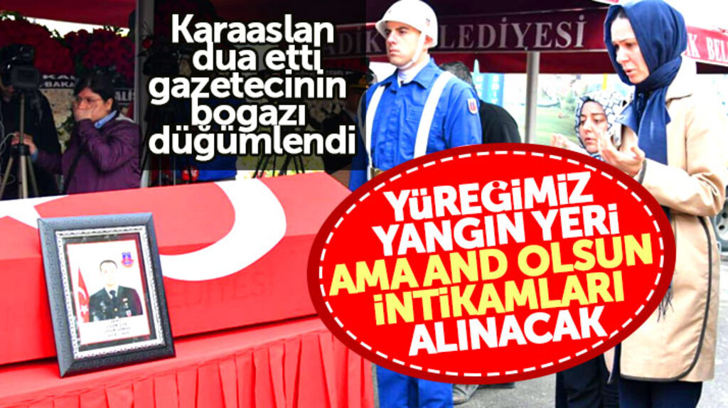 Şehit Uğur Göksu'nun cenazesinde Karaaslan dua etti, gazetecinin boğazı düğümlendi