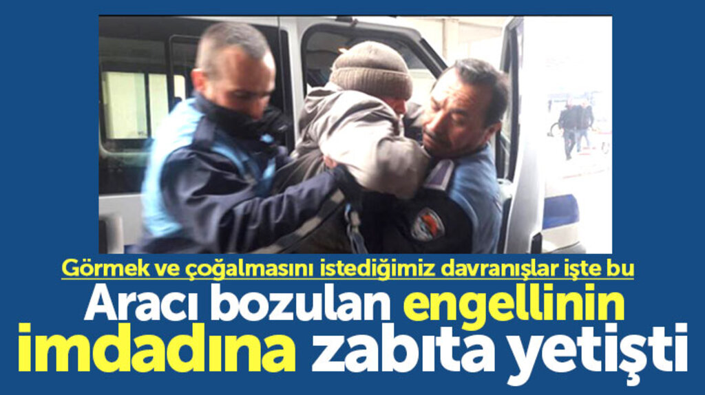 Samsun'da aracı arızalanan engelli vatandaşın imdadına İlkadım Belediyesi zabıtası yetişti
