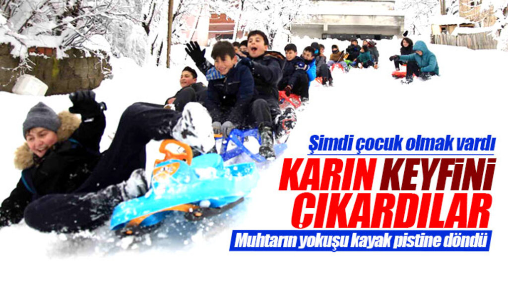 Samsun'un Ladik ilçesinde çocuklar karın keyfini çıkardı