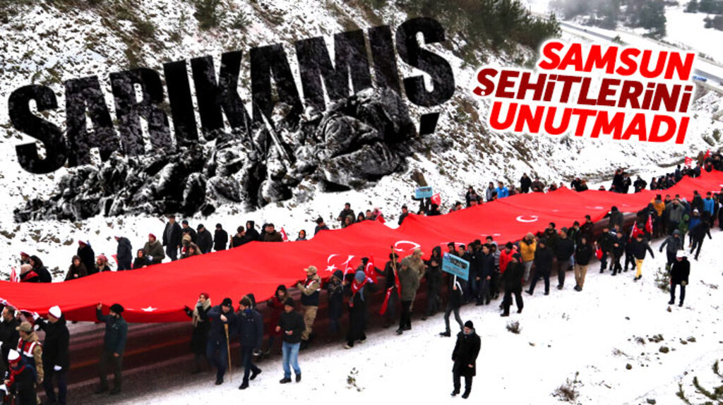 Samsun'un Alaçam ilçesinde düzenlenen yürüyüşte Sarıkamış şehitleri anıldı 