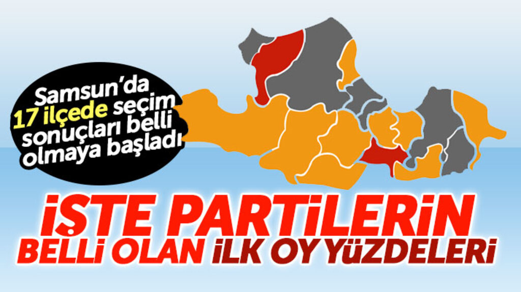 Samsun'da 17 ilçede 31 Mart yerel seçim sonuçları ile ilgili oy yüzdeleri belli olmaya başladı