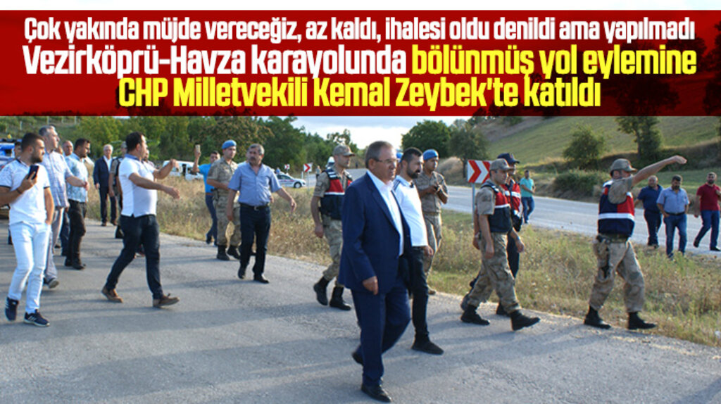 Samsun'da Vezirköprü-Havza kara yolunda vatandaşlar bölünmüş yol eylemi yaptı