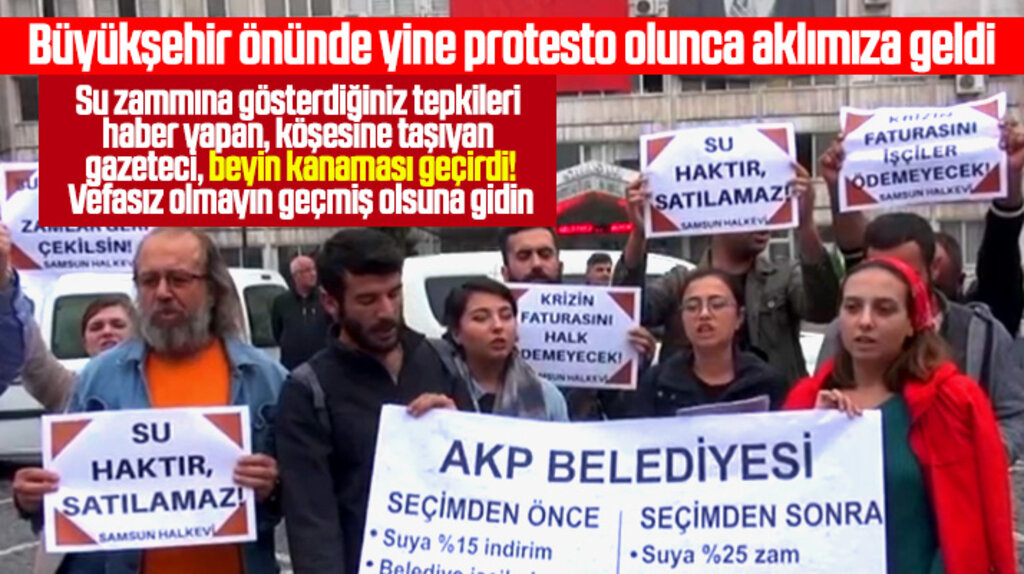 Samsun Büyükşehir Belediyesi önünde yine su zammı protesto edildi