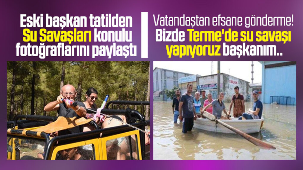 Terme eski Başkanı Şenol Kul'un Su Savaşı fotoğraflarına efsane sel göndermesi