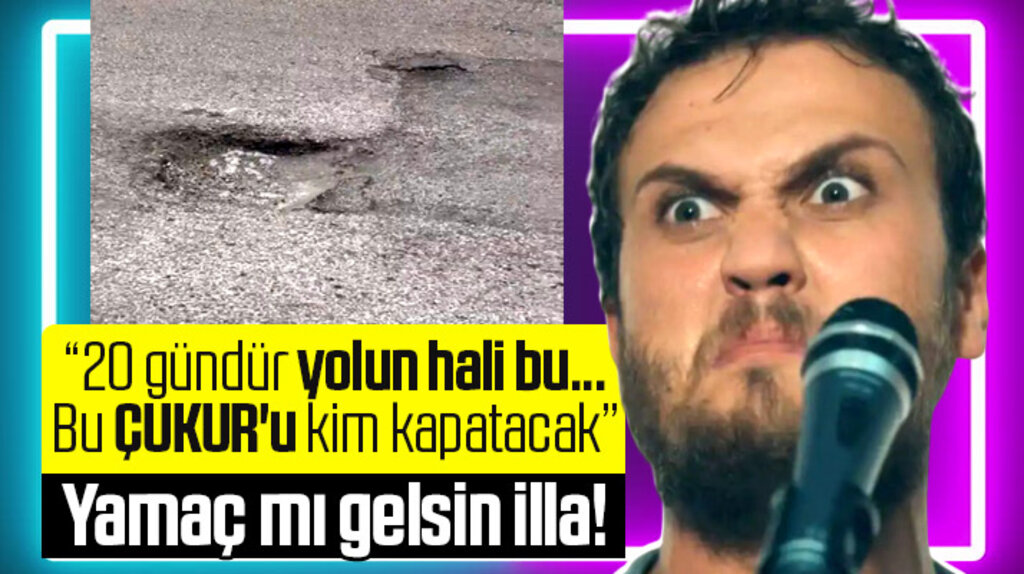 Samsun'da 20 gündür kapatılmayan yol üstündeki dev çukur tepkilere neden oldu