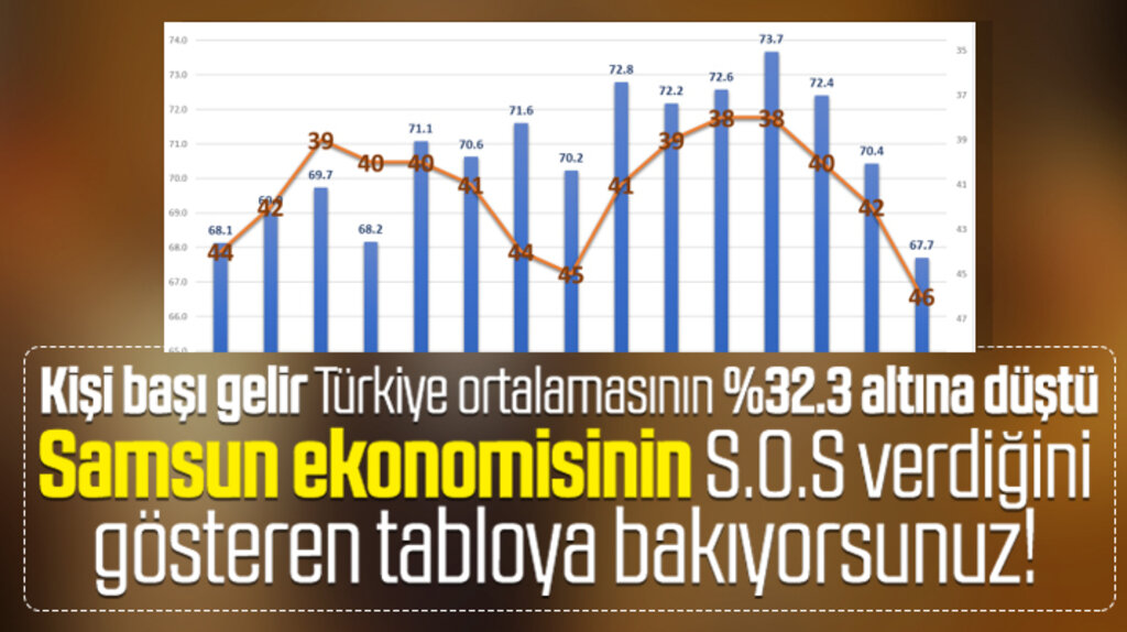 Samsun'un kişi başı geliri Türkiye ortalamasının yüzde 32.3 altına düştü