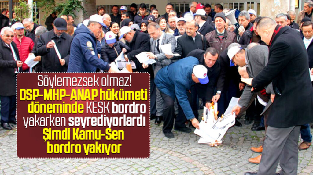 Samsun'da Kamu-Sen'e üye memurlar Vergi Dairesi önünde bordro yaktı