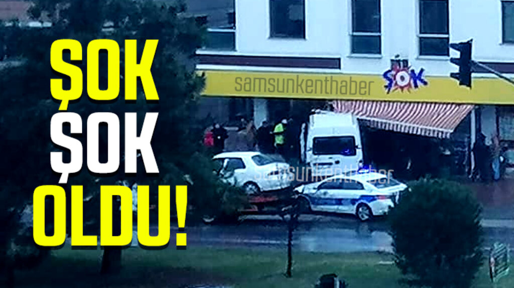 Samsun'un Atakum ilçesinde kaza! İki araç markete girdi