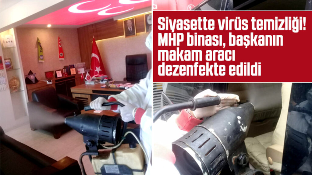 Samsun'da MHP İl Başkanlığı binası Korona'ya karşı dezenfekte edildi