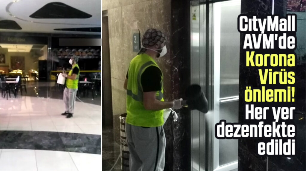 Samsun'da Cıty Mall AVM'de Korona Virüs'e karşı ilaçlama çalışması yapıldı