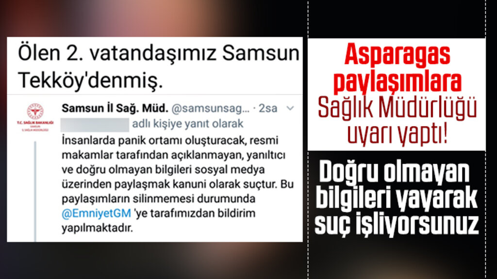 Samsun Sağlık Müdürlüğü Korona Virüs ile ilgili asparagas bilgi yayanları uyardı