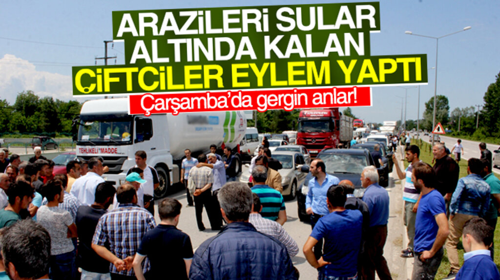 Samsun'un Çarşamba ilçesinde çiftçiler yol kapatma eylemi yaptı