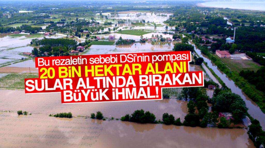 Samsun'un Çarşamba ilçesinde tarım arazilerini sular altında bırakan büyük ihmal