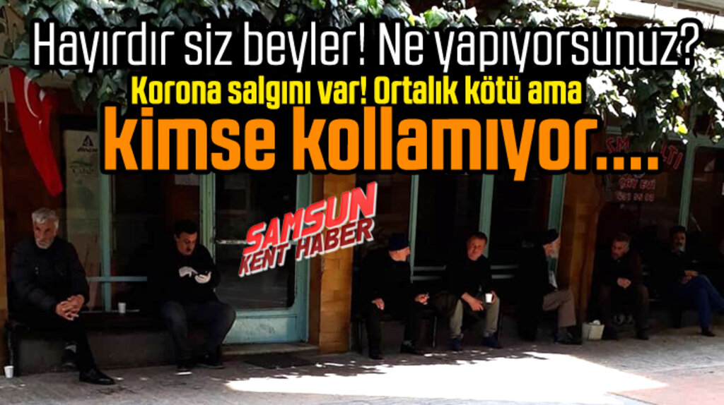 Samsun Saathane Meydanında Korona yasaklarını ihlal edenler şaşkınlık yarattı