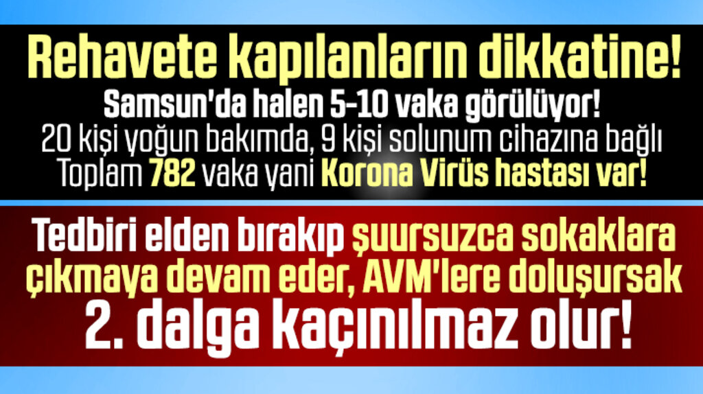 Samsun'da halen kaç Korona Virüs vakası görülüyor toplam kaç hasta var?